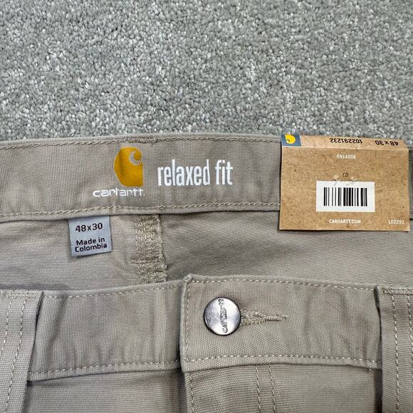 Carhartt NWT Rugged Flex Relaxed Fit Canvas Work Pants Khaki Mens 48x30 Workwear - Picture 11 of 15